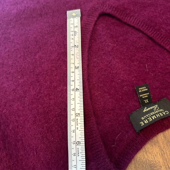 Burgundy cashmere V-neck sweater xl - Picture 6 of 10